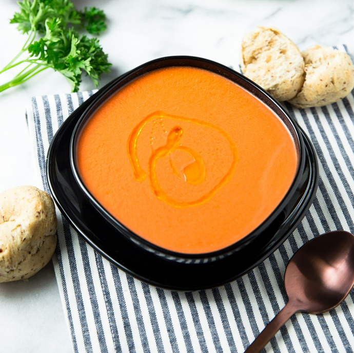 Gazpacho Soup with Herb Rolls